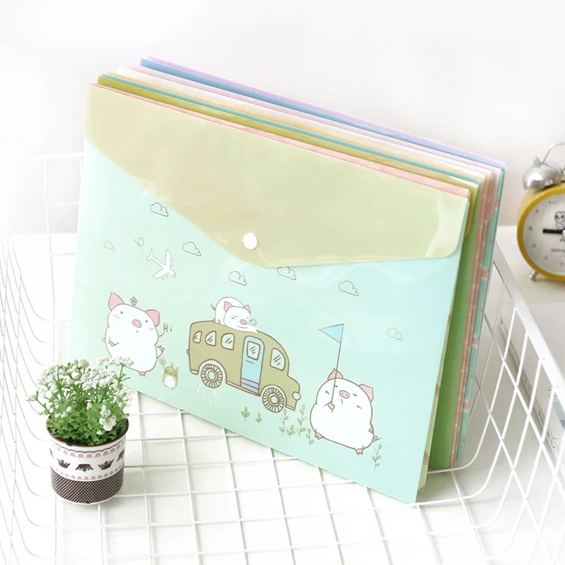 Папка A4 для документов с милыми животными Прозрачная Сумка Офисная стационарная