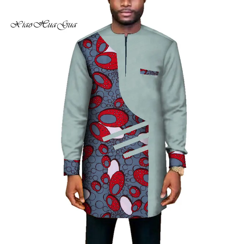 19 Тренд африканская Мужская одежда Мужская длинная SleevePatchwork Дашики Длинный топ Африканский принт Повседневная Свадебная африканская одежда WYN669 - Цвет: 19