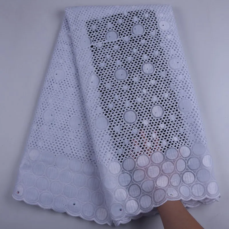 Чистая белая африканская 100% хлопковая кружевная ткань новейшее швейцарское