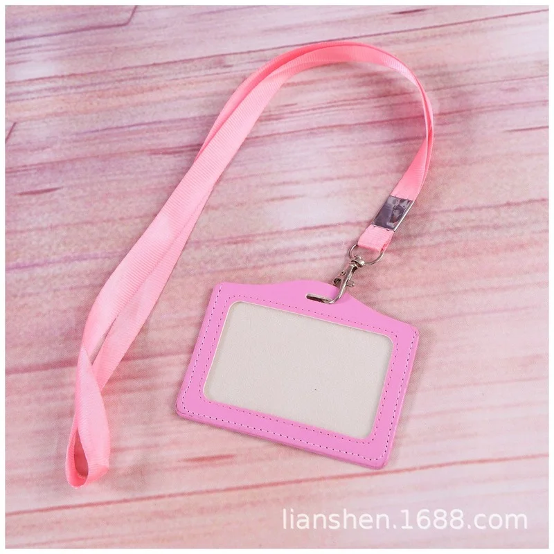 

Pu Credit Crad Cover Case with String Women Girl Badge Reel Student Nurse Exhibition ID Name Card Badge Holder Bags