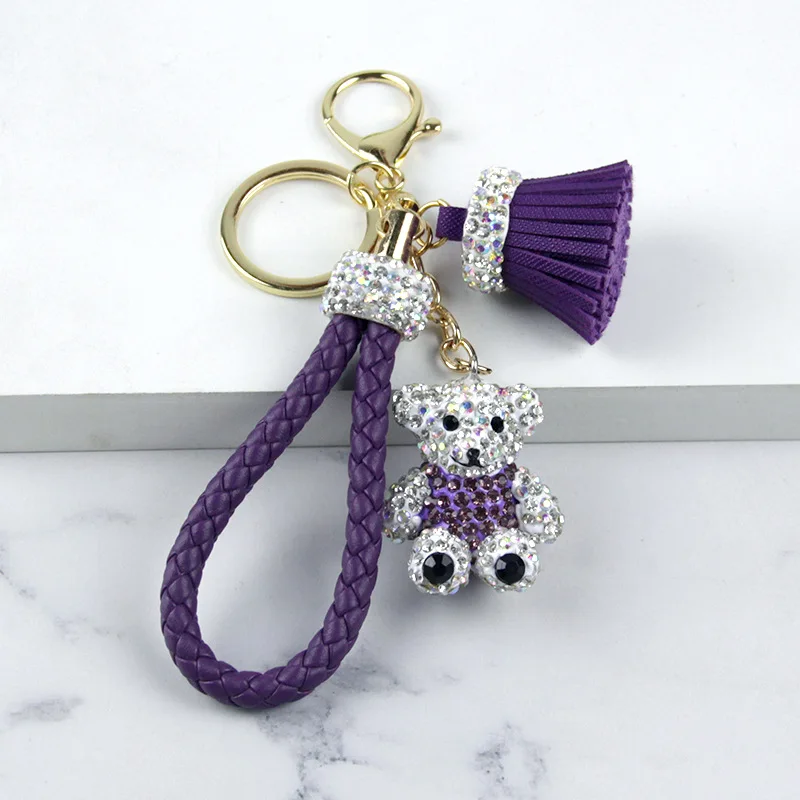 Хрустальный брелок стразы из сплава для женщин золотистый Медведь тедди сумка