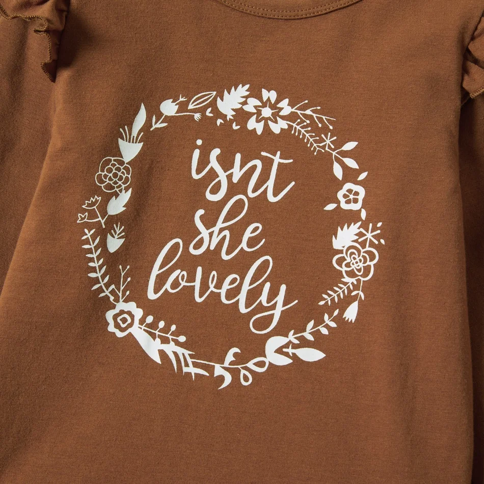 

2-piece Baby / Toddler Letter Top and Floral Pants Set