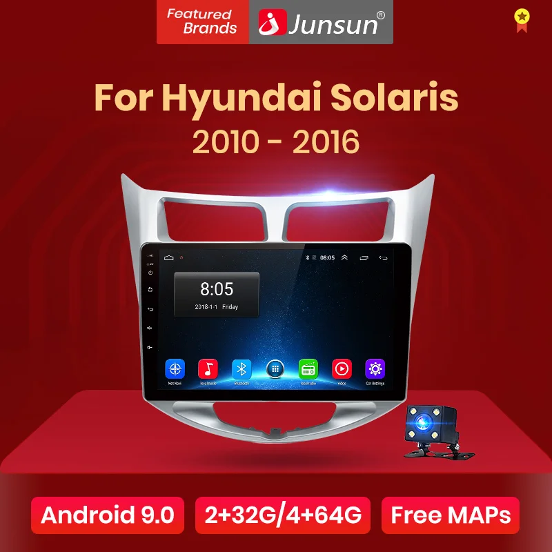 Автомагнитола Junsun 2 + 32 ГБ Android 8 1 для Hyundai Solaris Verna Accent i25 2din стерео плеер Bluetooth GPS