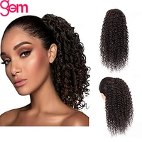 brazilian 10 24 inch long clip in ponytail human hair extension mogolian afro kinky curly drawstring ponytail extensions remy