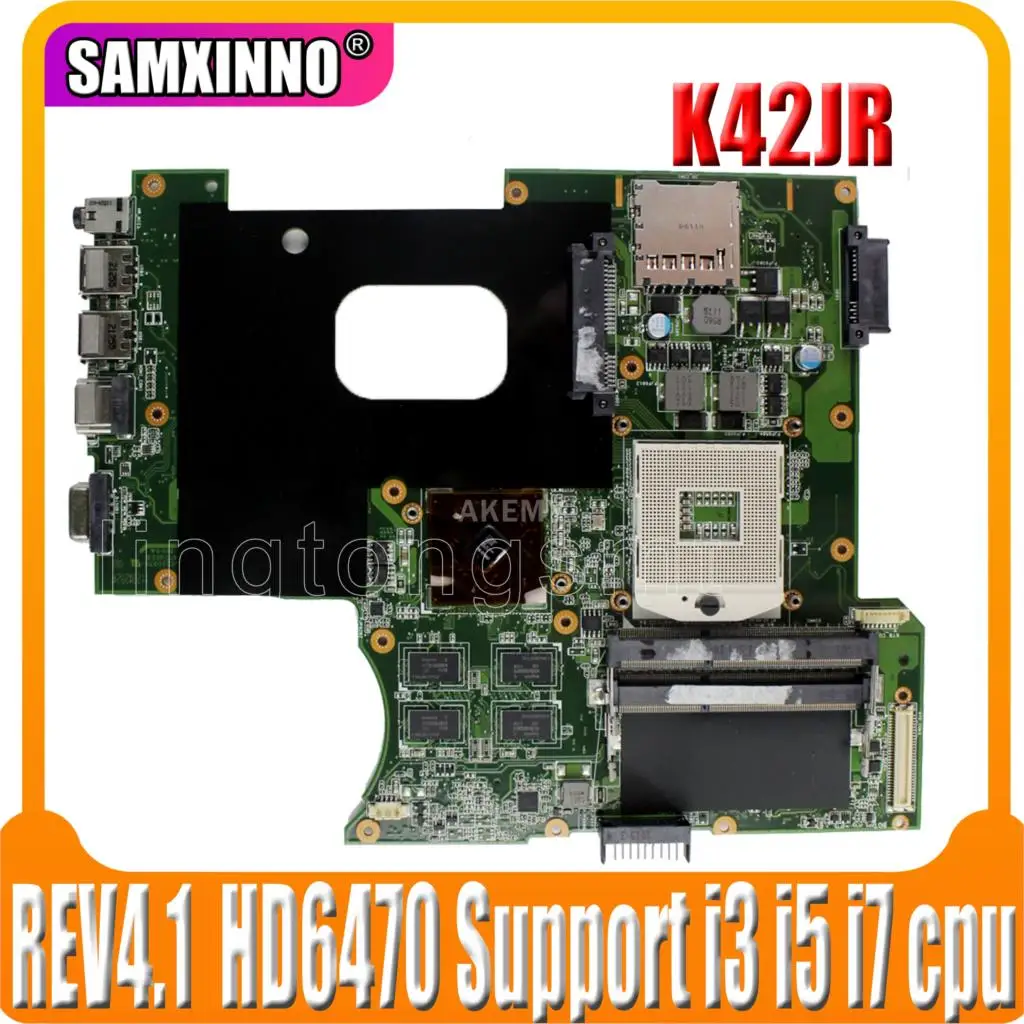 

Akemy K42JR REV4.1 материнская плата для For Asus K42JZ K42JE k42JK X42J A42J A40J K42JY материнская плата для ноутбука HD6470/512M Поддержка i3 i5 i7 cpu