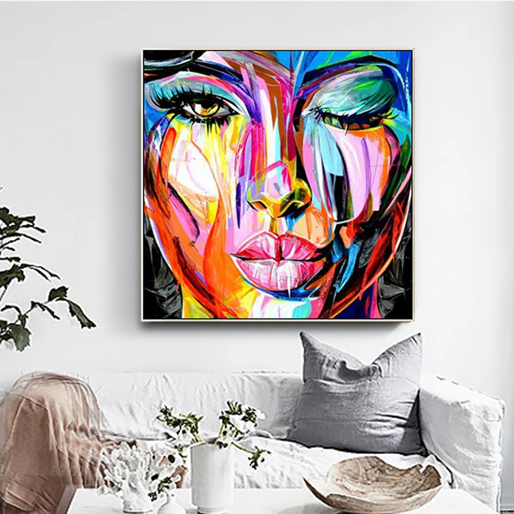 Франсуаза Nielly лицо картина маслом настенные художественные картины портрет Impasto рисунок палитра нож на холсте quadros caudros decoracion