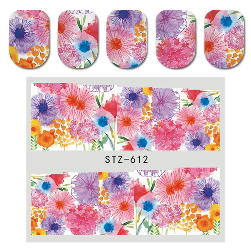 

New Manicure Sticker French Flower Butterfly Pattern STZ Colorful Feather Manicure DIY Environmental Protection Watermark Decal