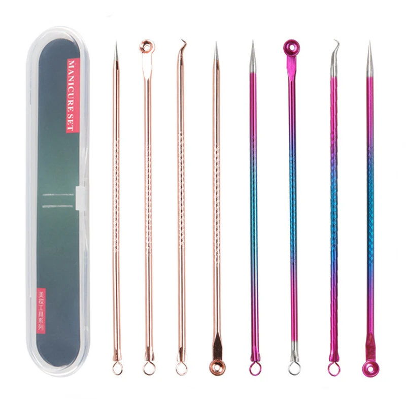 

4pcs Professional acne blackheads acne dark spots freckle skin care female beauty beauty makeup tools pore cleaner needle hook
