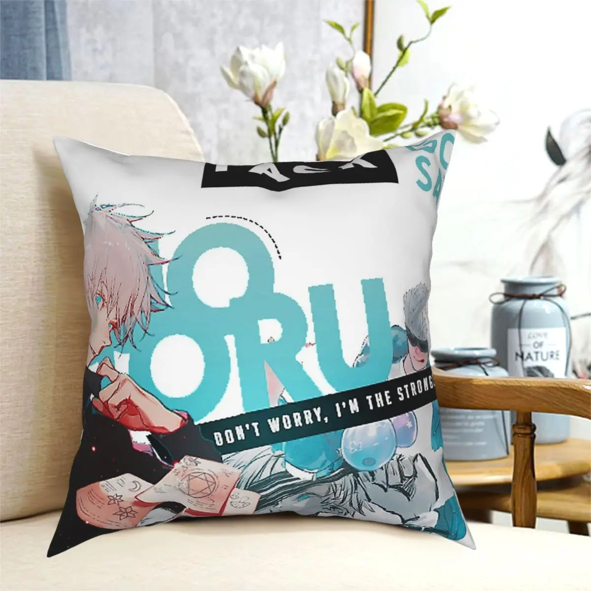 

Gojo Satoru Throw Pillow Case Jujutsu Kaisen Anime Cushion For Home Sofa Chair Decorative Hug Pillowcase