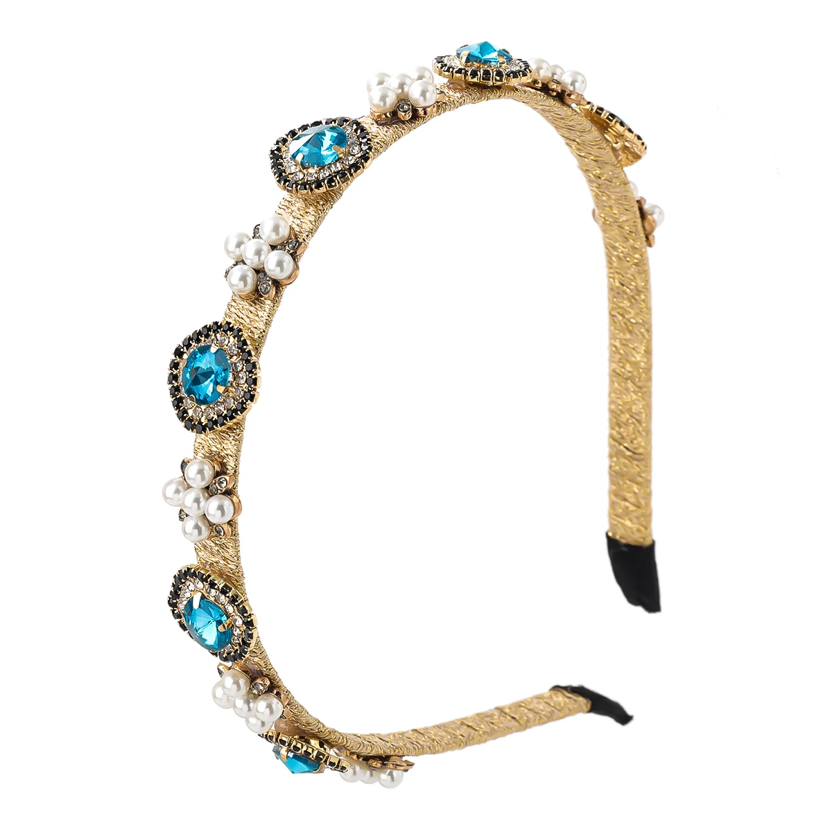 

2021 New Fashion Imitation Pearl Rhinestone Geometric Flower Headband for Women Designer Bundle Hair Head Headdress