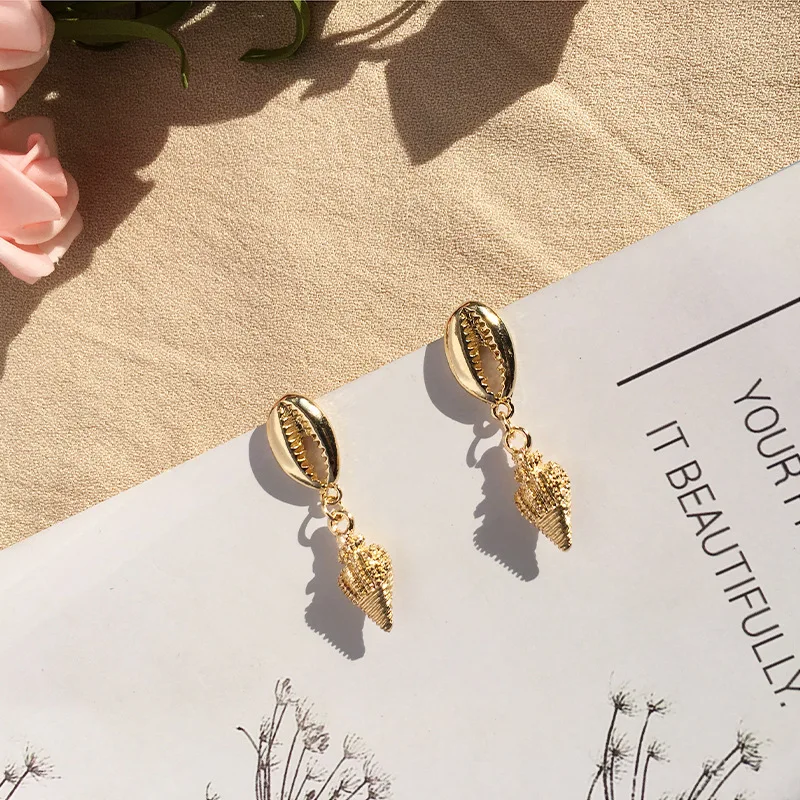 Женские серьги-пусеты Cxwind серьги в стиле бохо с морскими ракушками эффектные