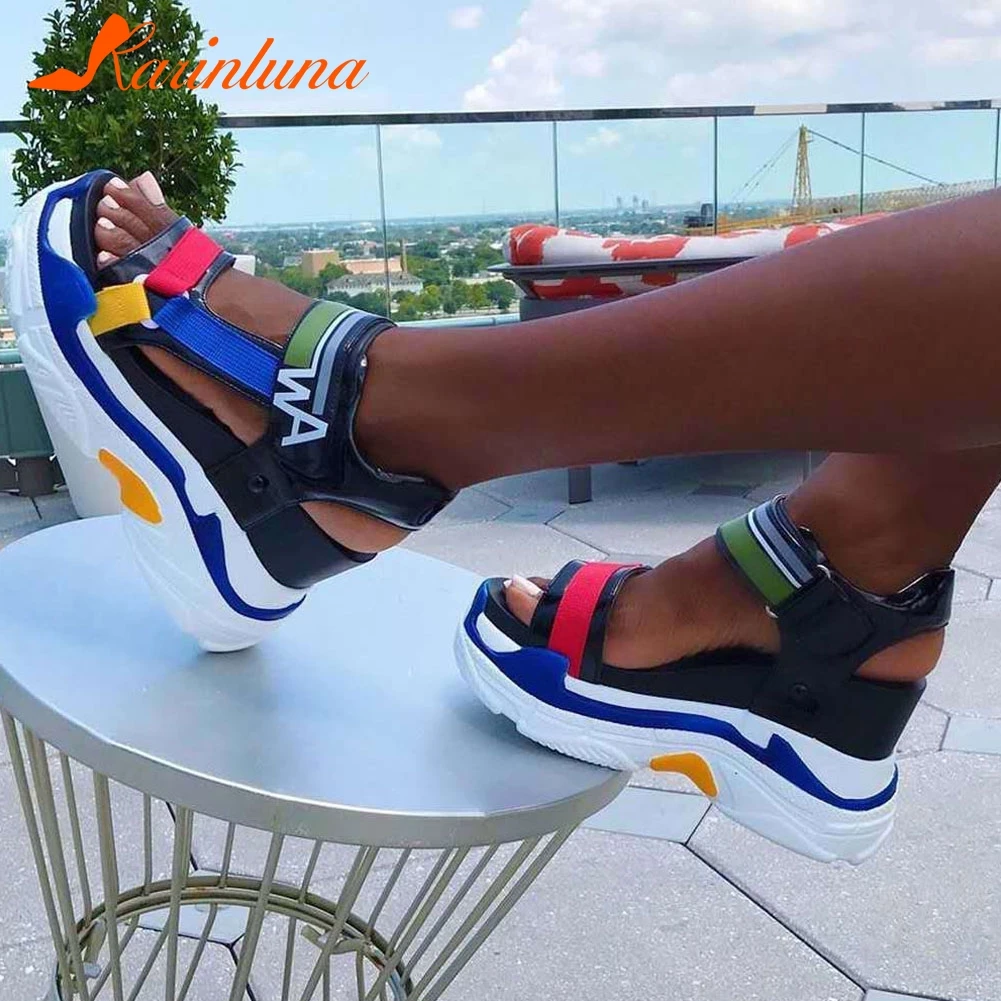 

KARINLUNA Big Size 35-43 Female Beach Soft Sandals Platform Wedges High Heels Colorful Women Sandals Summer Casual Women Shoes