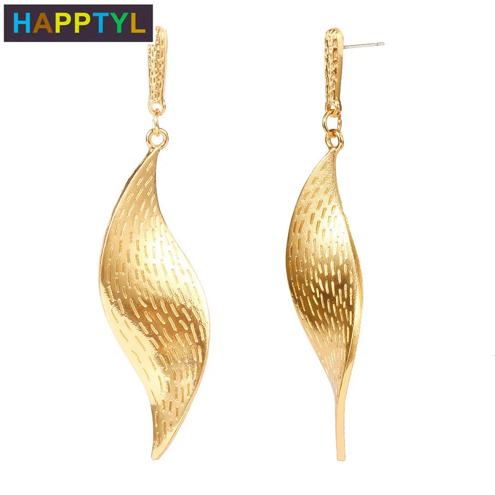 

HAPPTYL 1Pair Women Drop Stud Pierced Earrings Dangles Alloy Leaves for Wedding Prom Party