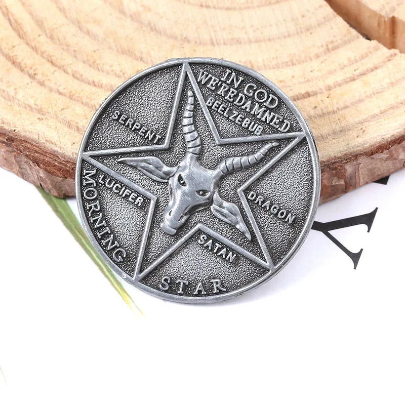 Lucifer Morning Star Satanic Coin Keychain Ancient Badge Specie Souvenir for Women Men Jewelry with Box | Украшения и аксессуары