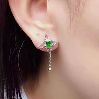 vintage silver star earrings for party 4mm natural diopside drop earrings 925 silver chrome diopside jewelry fashion gemstone