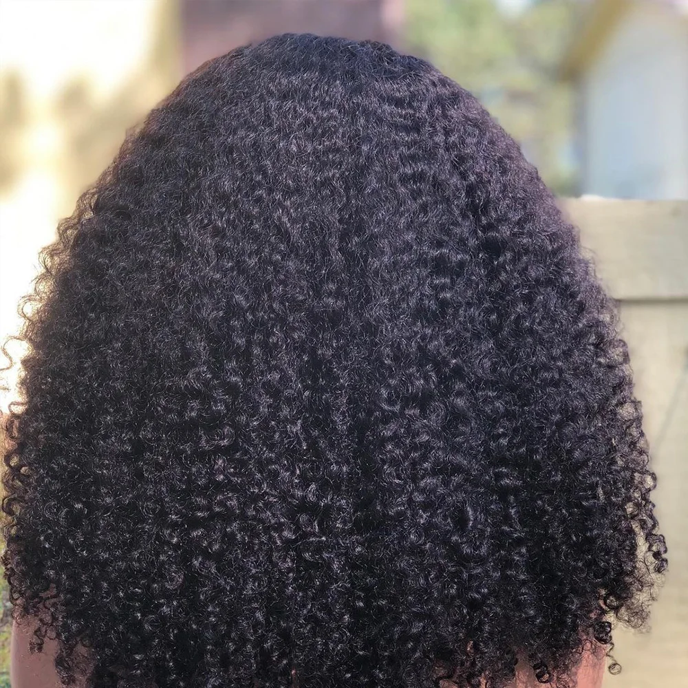 

180% Density 16 Inch Short Cut Bob Kinky Curly Preplucked Remy Black 13x4 Lace Front Wig With Baby Hair Human Hair Wig For Women