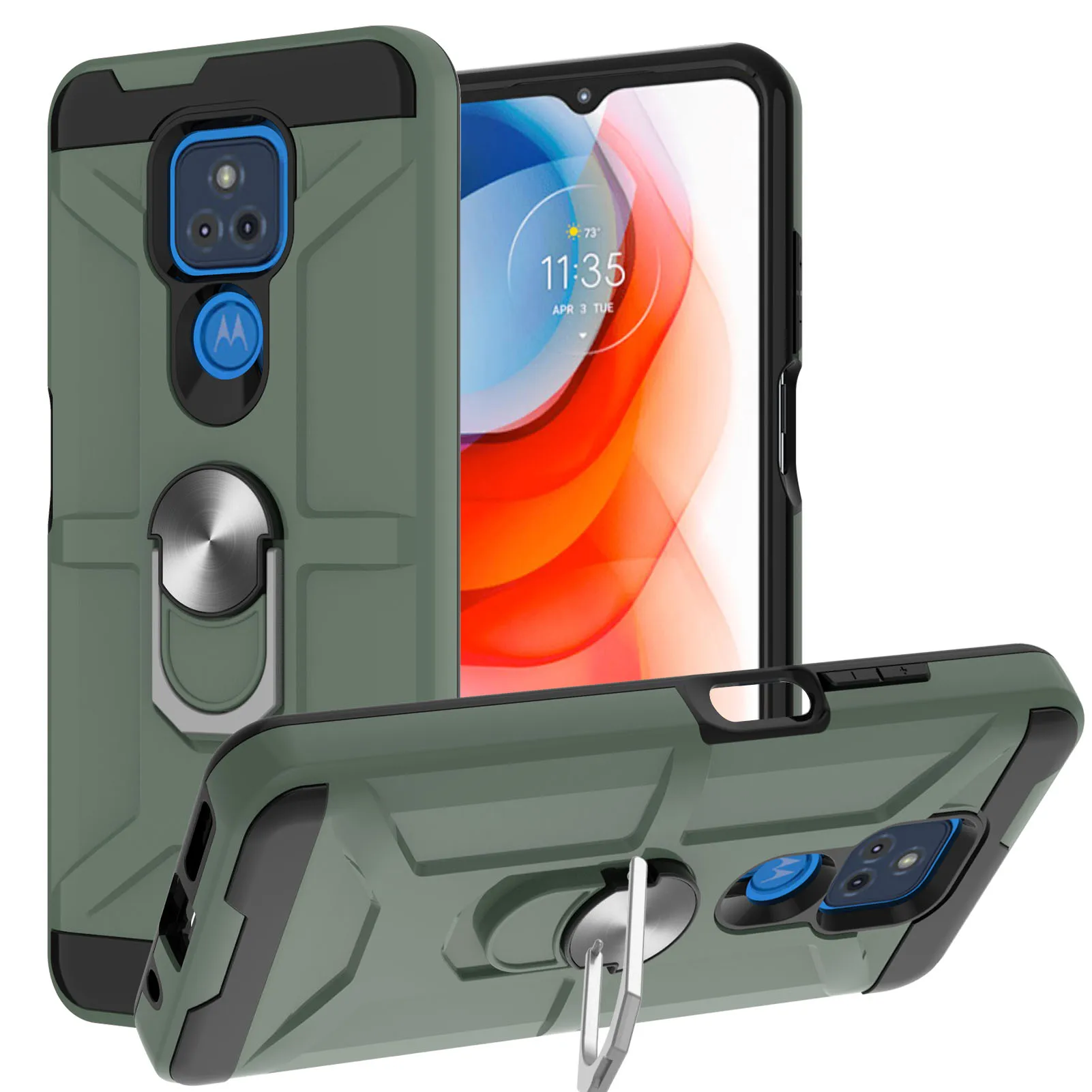 

Magnetic Metal Ring Stand Holder Armor Shockproof Case For Motorola Moto G Play 2021 TPU Bumper Hard PC Protective Back Cover