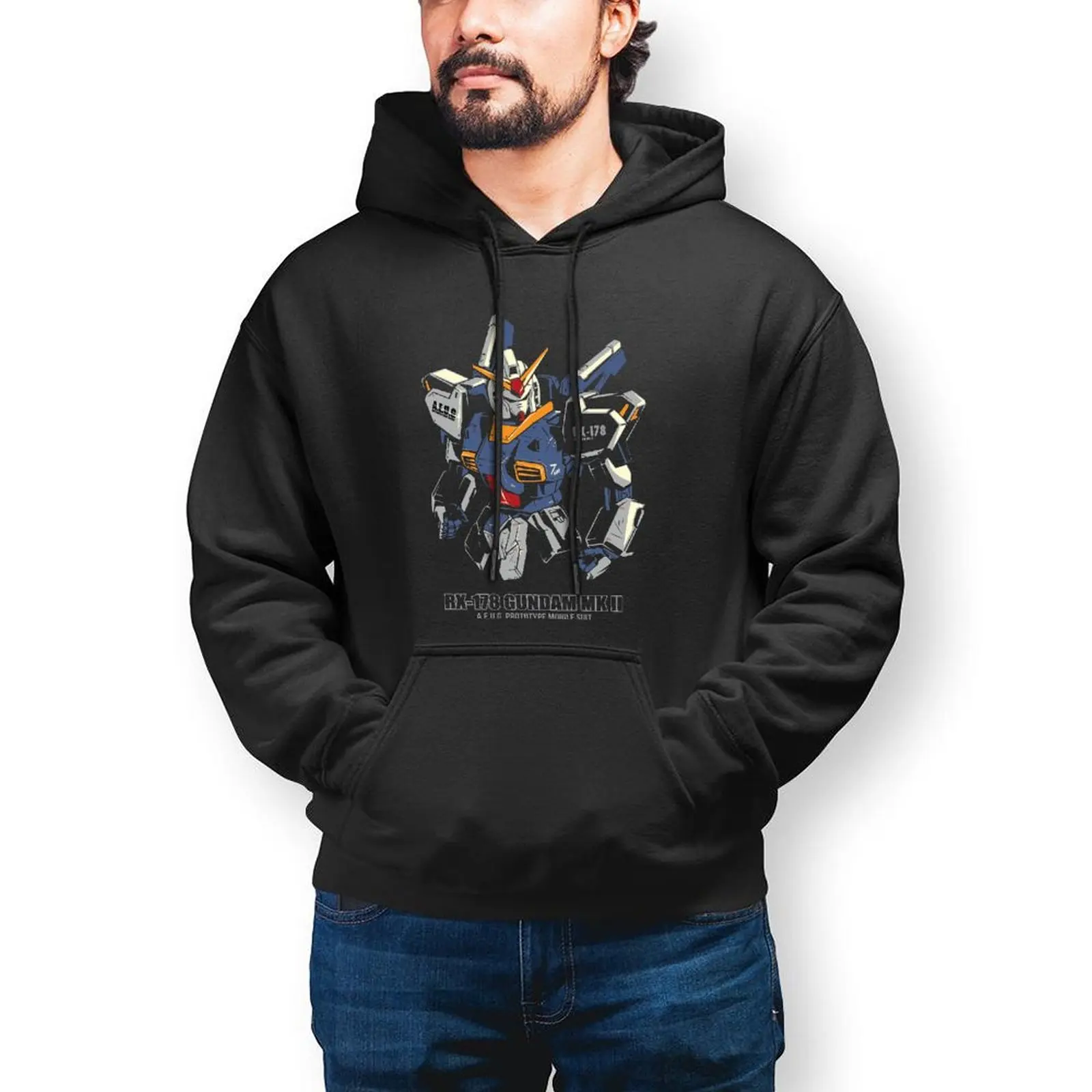 

Bandai Gundam RX-178 MK 2 Hoodies Anime Cotton Loose Pullover Hoodie Oversized Winter Hoodie Men