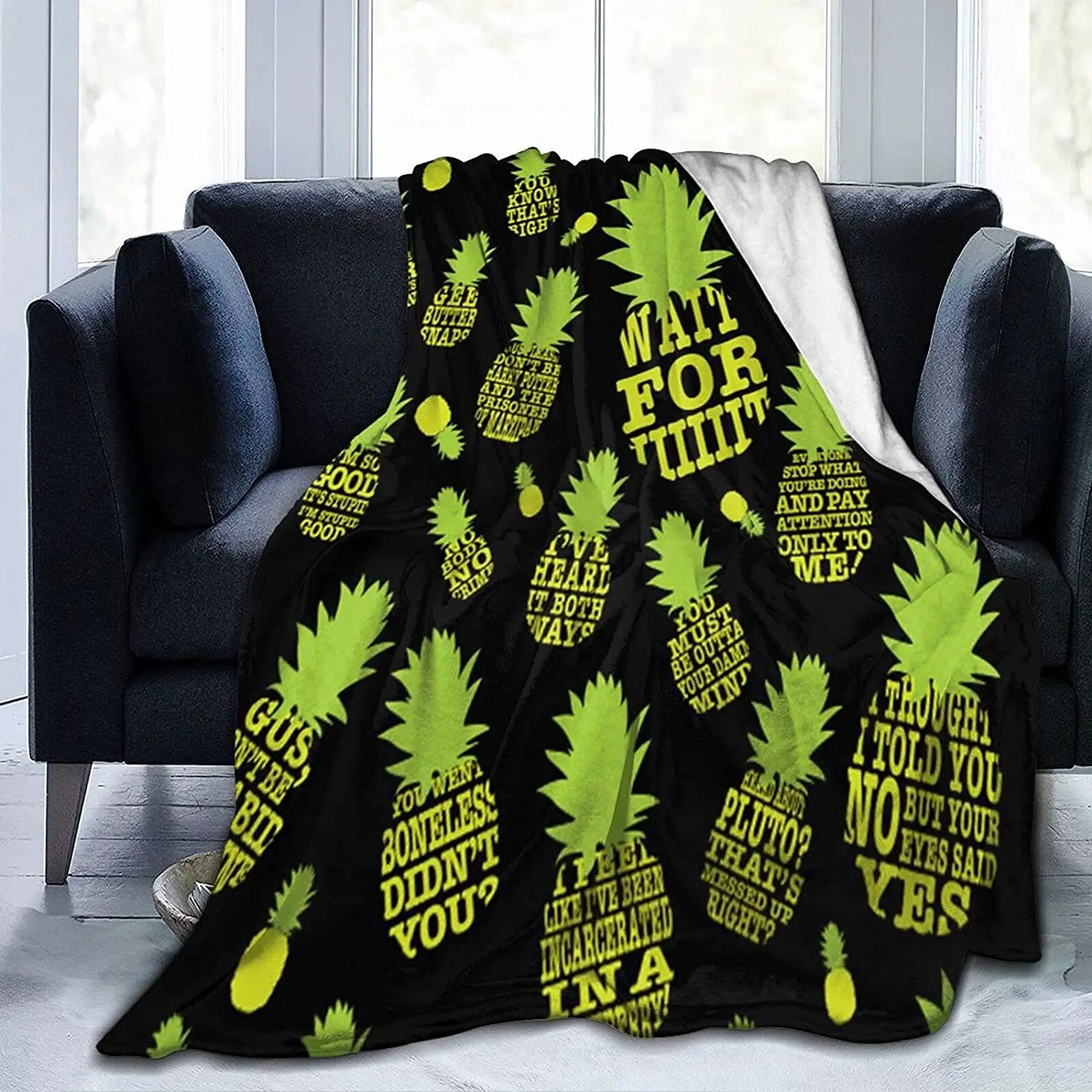 Фланелевое Флисовое одеяло Psych с ананасами для кровати дивана гостиной мягкое