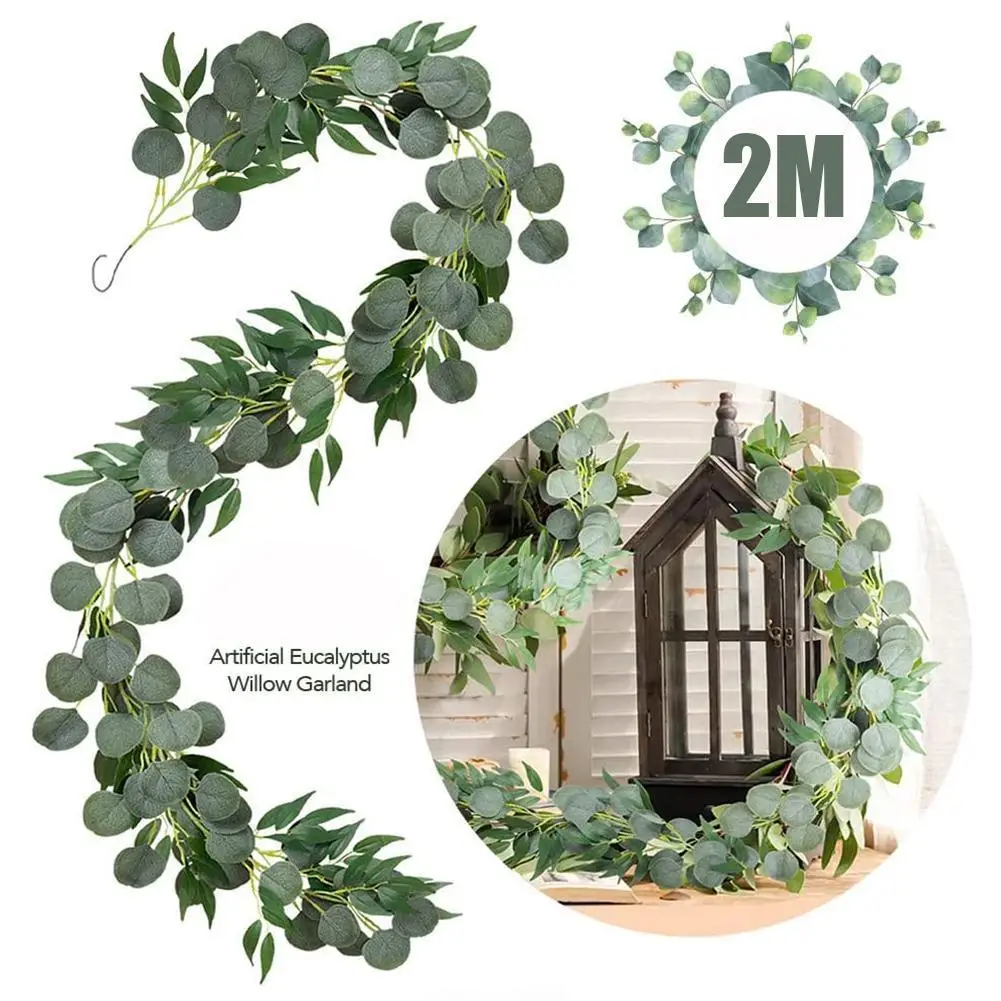 

2 Meters Artificial Leaf Garland Plants Vine Fake Leaves Foliage Handmade for Home Decor Wedding Decoration Fake Plants