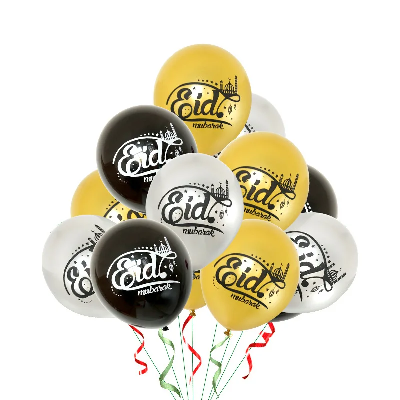 

10/20 PCS 12 Inch Eid Mubarak Printing Latex Balloons Muslim Festival Party Decoration Eid Islamic Matte Round Decors Globos