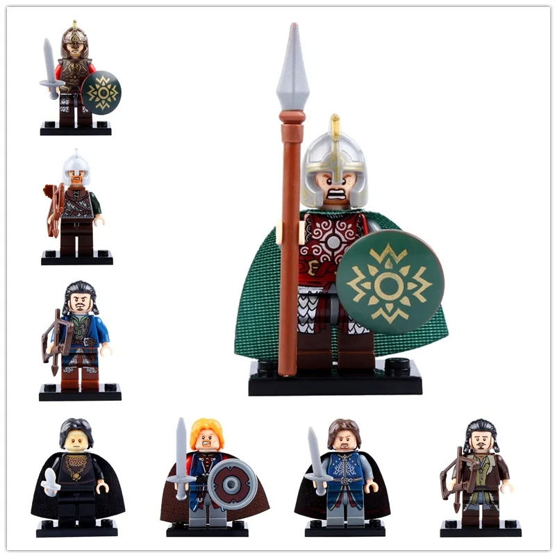 8 шт./компл. Властелин Колец Legoed экшн Minifigured Boromir Рохан Плеймобил строительные