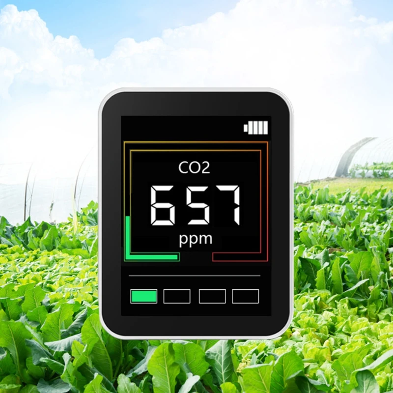 

CO2 Air Quality Monitor Gas Tester Detector Analyzer Carbon Dioxide Meter with Temperature Humidity Display 400-5000PPM