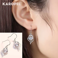 trendy romantic cubic zirconia love stud earrings for women girls shiny heart earring wedding engagement bridal jewelry