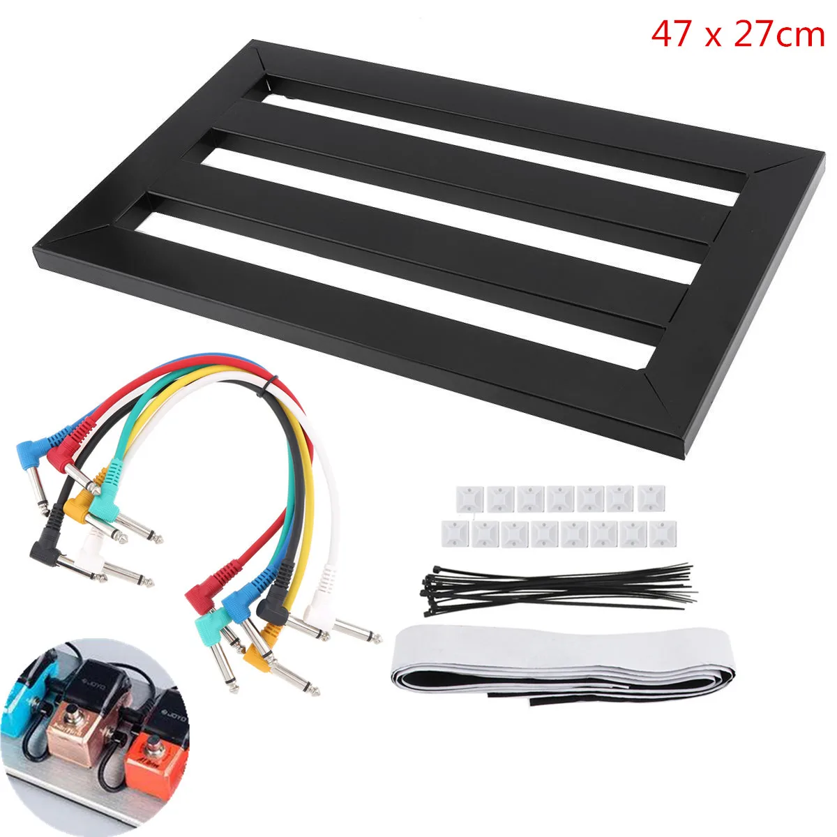 47 x 27cm Guitar Pedal Board Setup Style DIY Effect Pedalboard with 6pcs 22cm Patch Cable | Спорт и развлечения