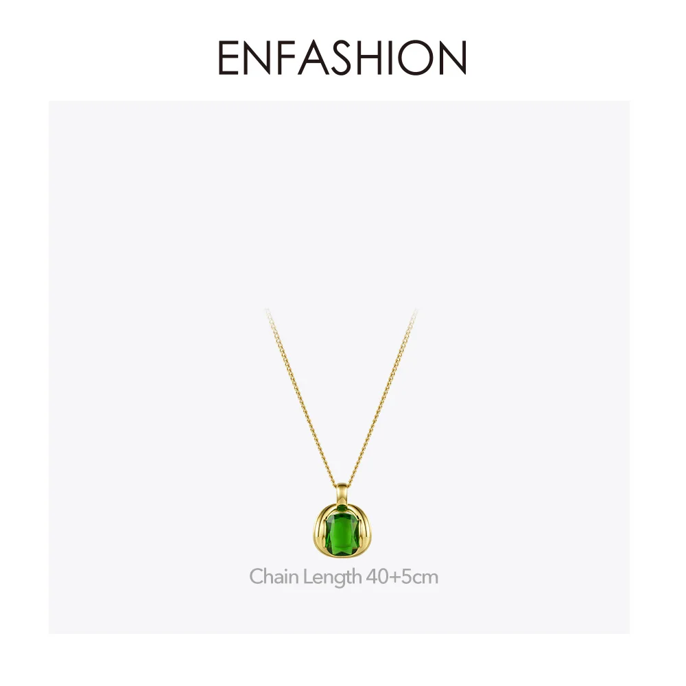 Чокер ENFASHION с Зелеными камнями для женщин ожерелье золотистого цвета из