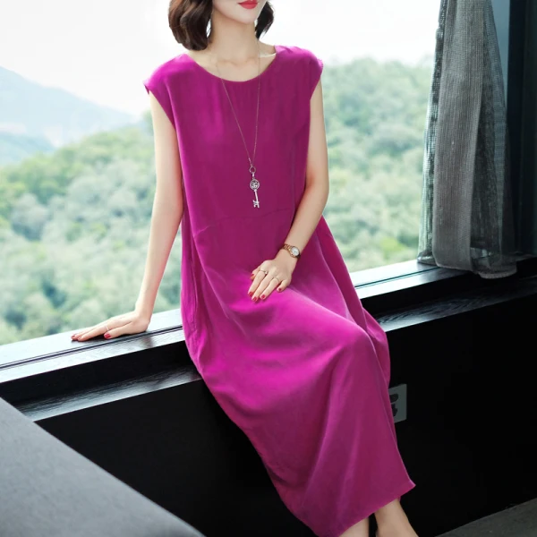 

COIGARSAM 3XL Plus Size Women Long dress New Dresses Purple Rose 8542