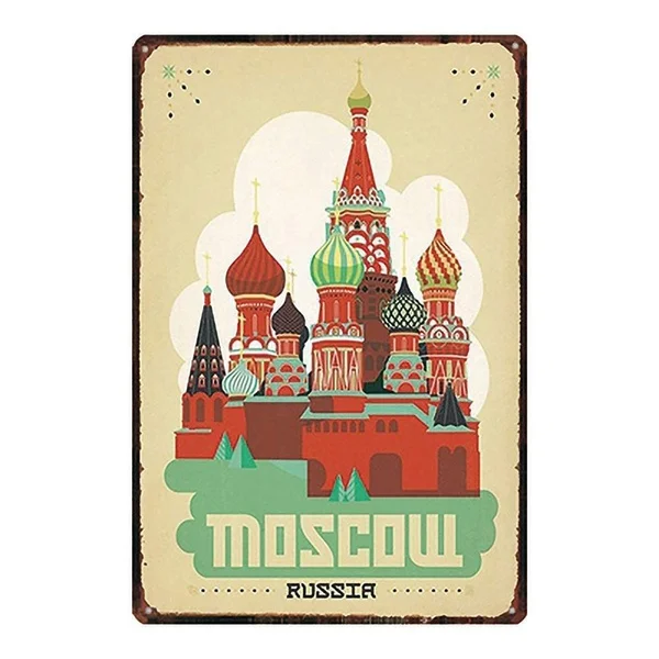 

Moscow Retro tin sign nostalgic ornament metal poster garage art deco bar cafe shop