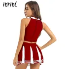 Женская униформа черлидера для выступлений, костюм в японском стиле для костюм школьницы, укороченный топ без рукавов, мини плиссированная юбка