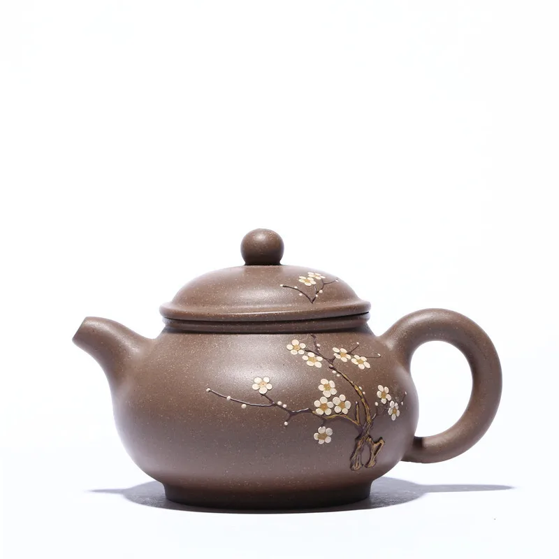 

Famous Purple Clay Teapot Hand-carved and Painted Raw Ore Clear Ash Section Mud Large-scale Pan Hu Household Teapot