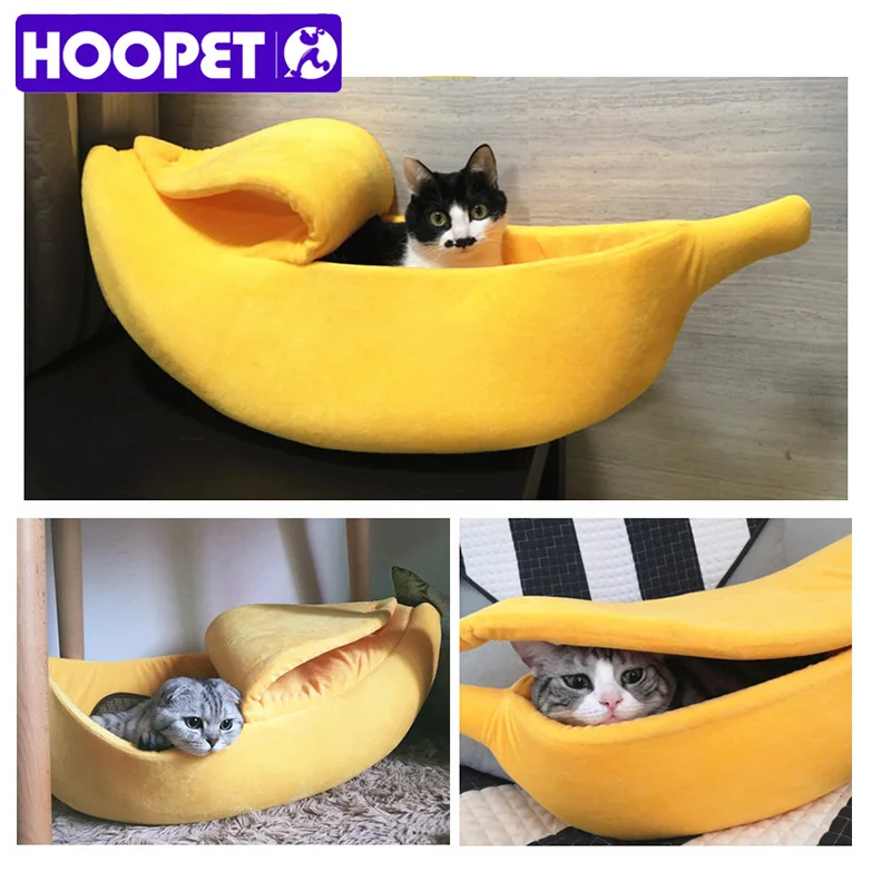 HOOPET Кошка Кровать Дом Уютный милый банан щенок Подушка Питомник теплая