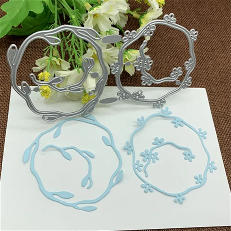 Цветочный лист круглая рамка металлические штампы для скрапбукинга резки