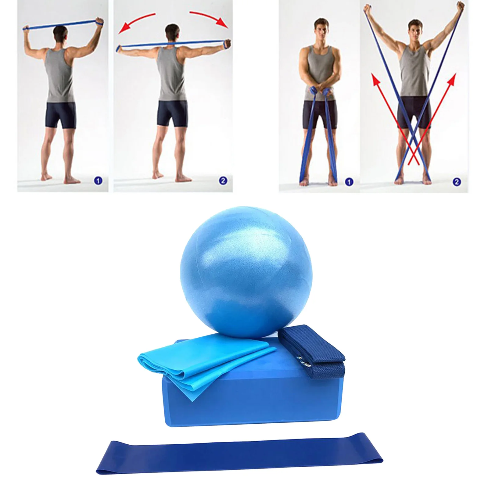 

5pcs Yoga Blocks, Yoga Ball & Resistance Bands for Arms, Shoulders, Legs, Butt, Workout Stretch Bands for Physical Therapy, Gym