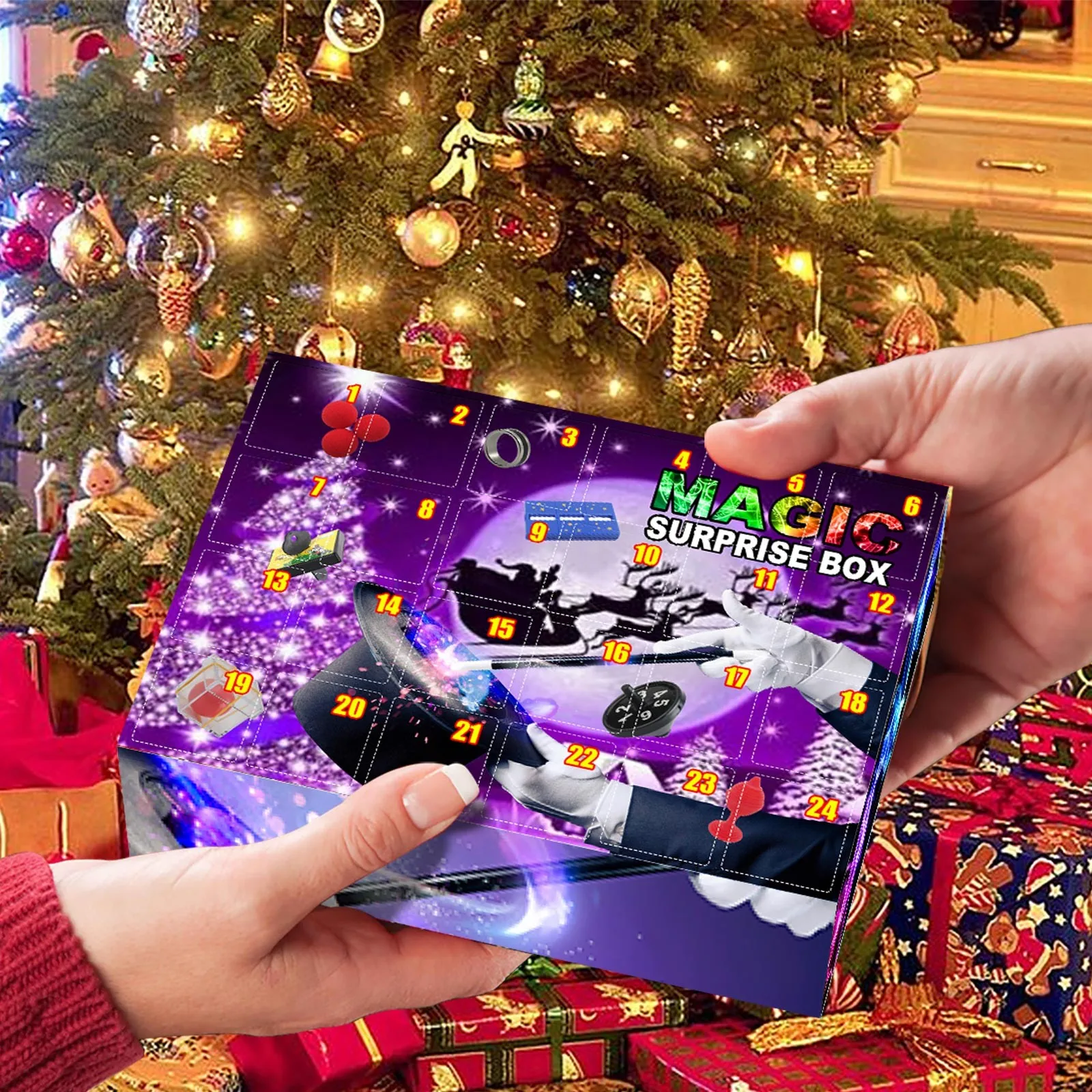

Christmas Magic Hand-Torn Calendar Gift Box Surprise Blind Box Calendar Creative Christmas Toys Magic props For Party For Adult