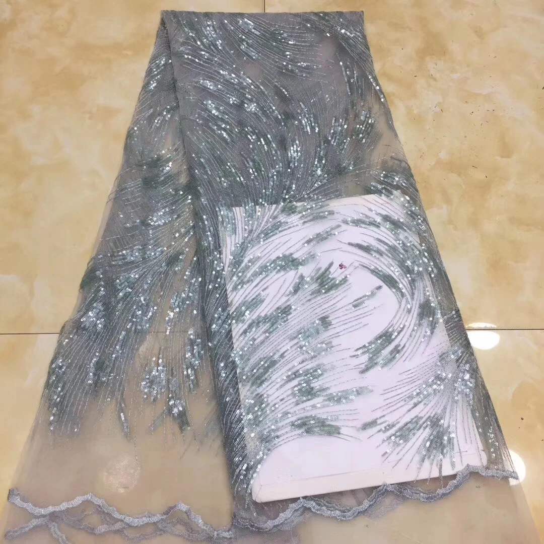 

African sequin lace fabric 2020 high quality wedding dress latest Nigerian French tulle lace fabric D36121