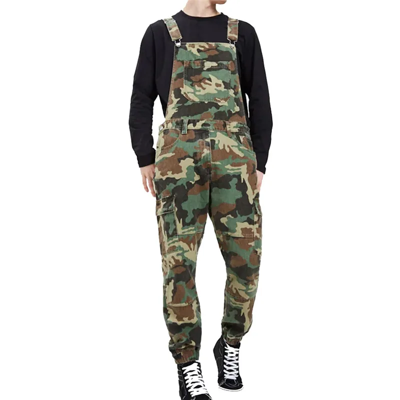 MORUANCLE Fashion Men's Cargo Bib Overalls With Multi Pockets Military Style Camouflage Jumpsuits Workwear Suspender Pants | Мужская