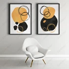 Nordic минималистское полотно современные абстрактные Бохо Wall Art модульная Плакаты и принты желтый черный геометрический рисунок Декор