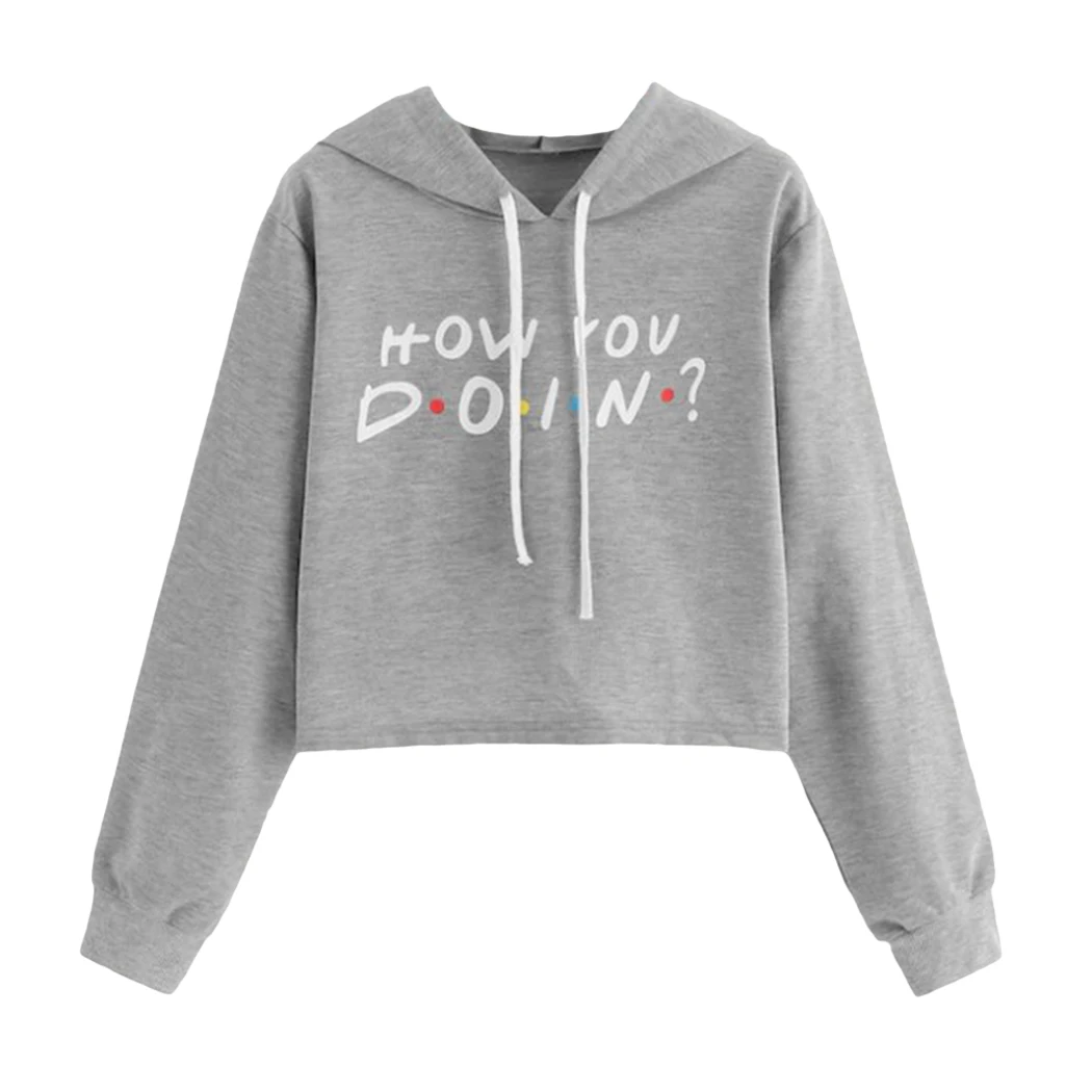 Женские друзья Толстовка How You Doin панк Свободный укороченный топ Poleron с длинным