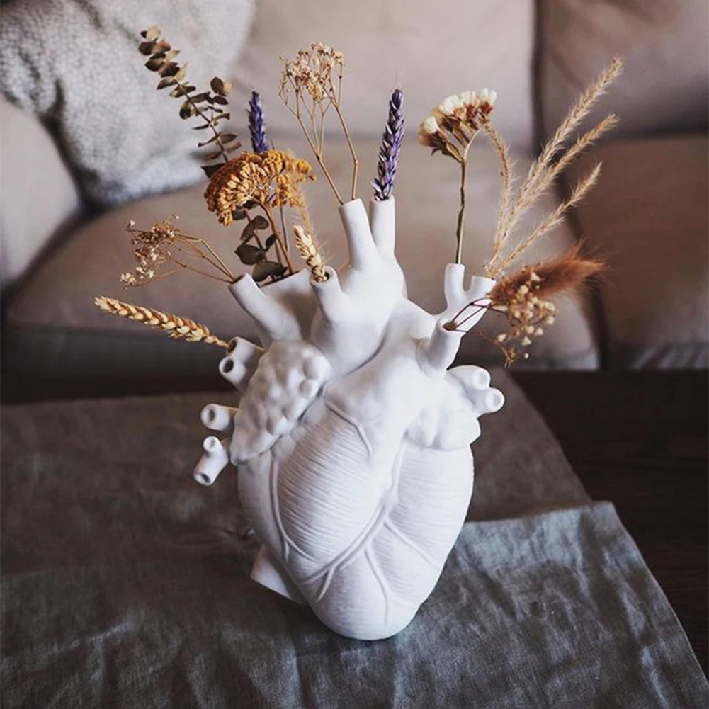

Anatomical Heart Shape Flower Vase Nordic Style Flower Pot Dried Vases Sculpture Desktop Plant Pot for Home Decor Ornament Gifts