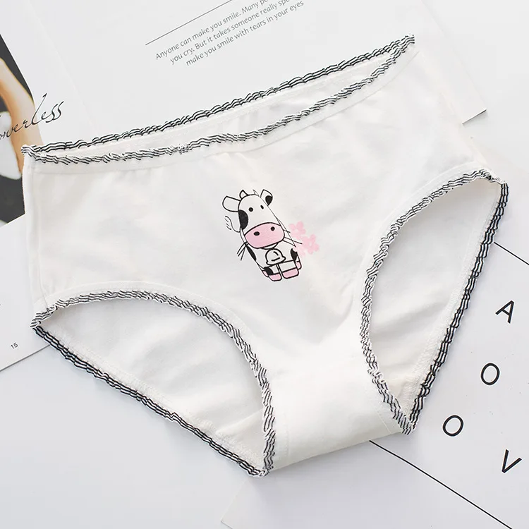 INS стиль 40 хлопок корова мультфильм девушки нижнее белье все Большой треугольник