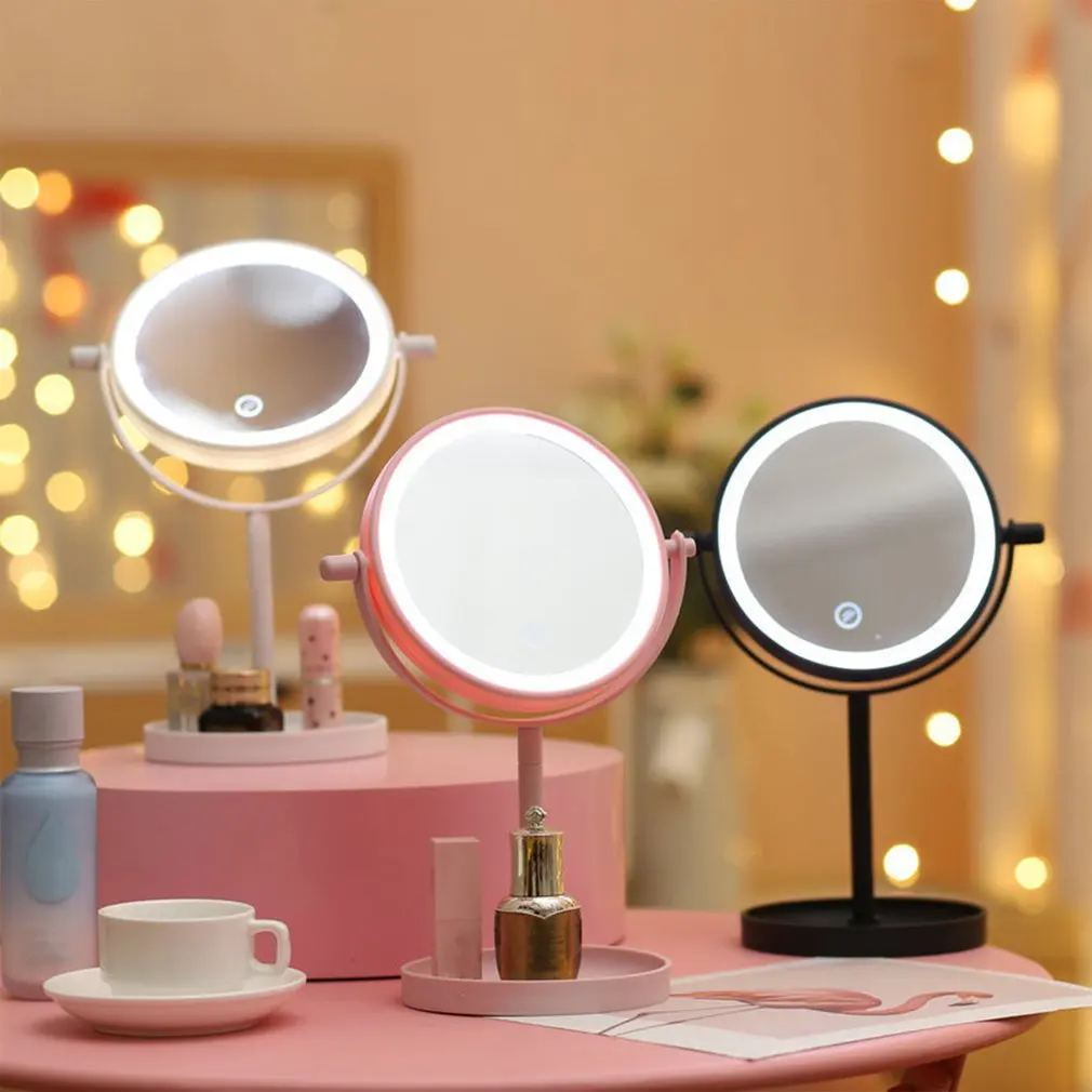 

Вращающееся светодиодный 360 градусов Светодиодное зеркало для макияжа настольное косметическое съемное переносное складное зеркало для м...