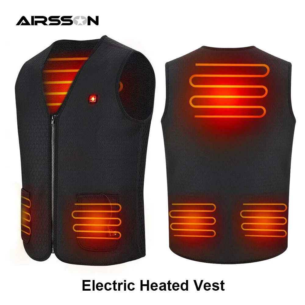 

Outdoor Electric Heating Vest Men Women USB Sleevless Heated Jacket Hunting Vest Clothing Winter Thermal Warm Jacket BlackS-XXL