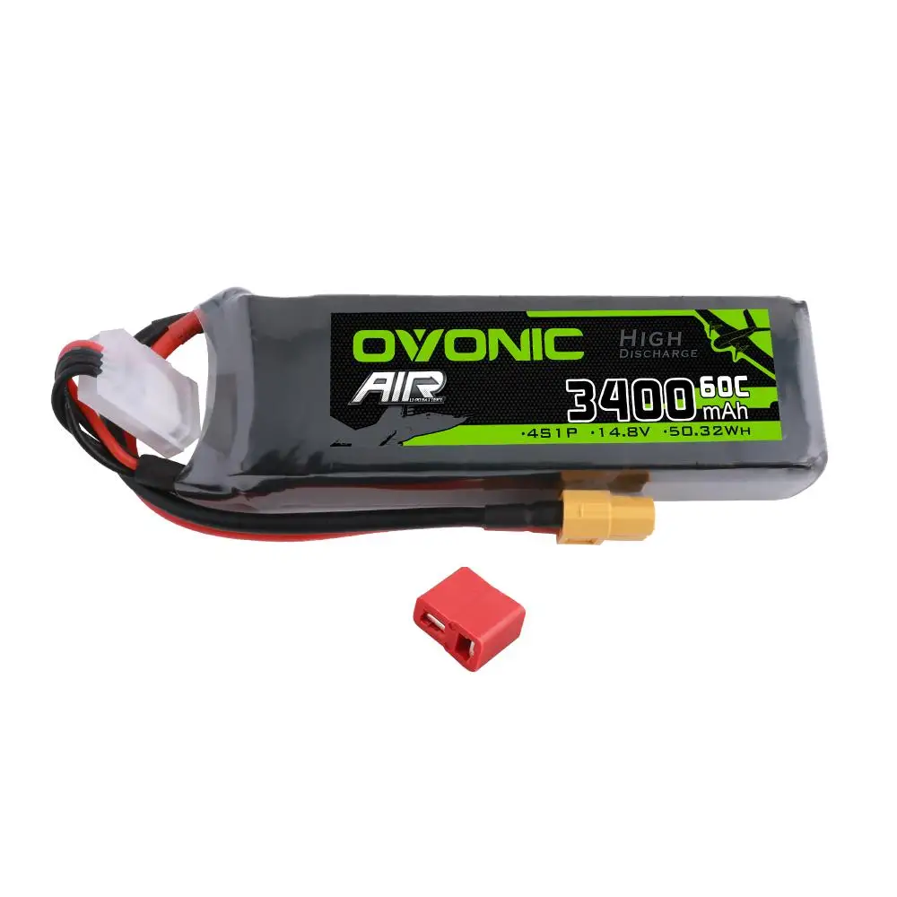 

Аккумулятор Ovonic 3400 мА · ч, 60C, 4S, 14,8 в, LiPo, для Дронов, радиоуправляемых, UAV, FPV, самолетов EDF - XT60 и Deans Plug