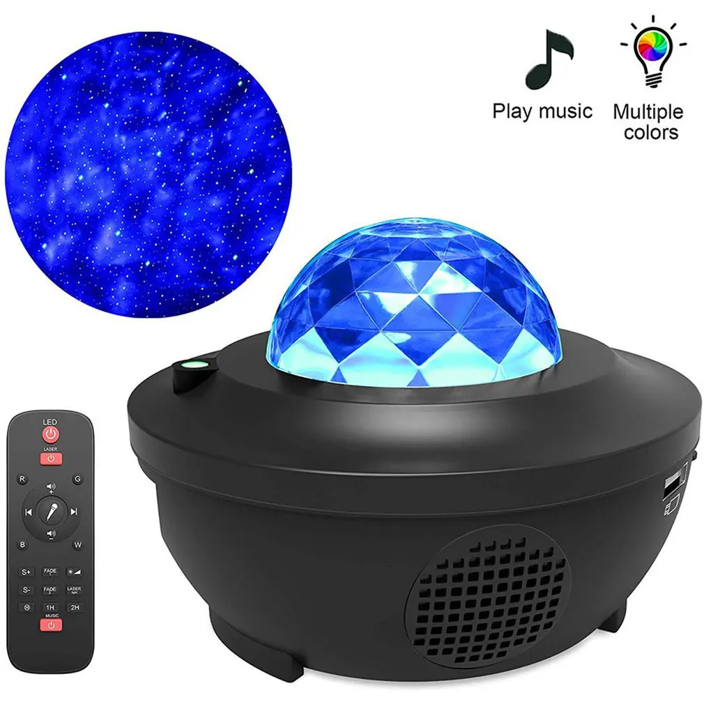 

Led Music Star Projector Lamp / Usb Cable Wireless Sound Control Laser Light Starry Water Pattern Flame Lamp
