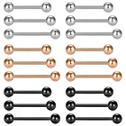 Кольца для пирсинга, прямые пирсинг-штанга для языка стержни из нержавеющей стали, 141618 мм, 16 шт.