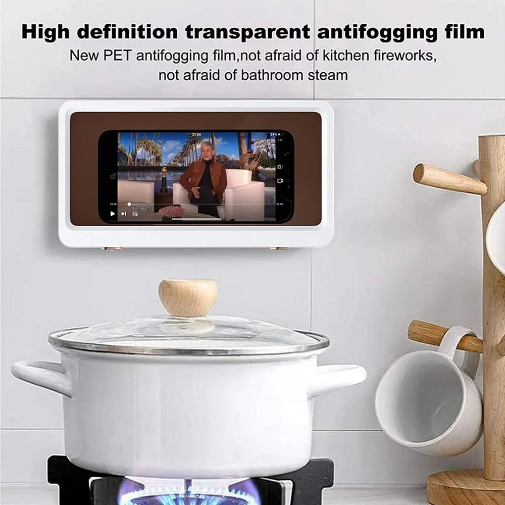 

Shower Phone Holder Waterproof Anti-Fog Touch Screen Wall Mount Phone Holder for Shower Bathroom Mirror Bathtub